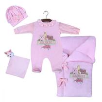 Saída de Maternidade Menina Baby Safari Rosa com Porta Bebê 04 Peças - Amora Baby Enxovais Saída de Maternidade Menina Baby Safari Rosa com Porta Bebê 04 Peças - Amora Baby Enxovais