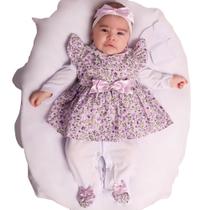 Saída de Maternidade Menina Bella Floral Lilás 04 Peças Saída de Maternidade Menina Bella Floral Lilás 04 Peças