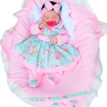 Saída de Maternidade Menina Charmosinha Floral Rosa 05 Peças