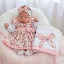 Saída de Maternidade Menina Conjunto Roupa Para Bebê Lindinha Floral 05 Peças