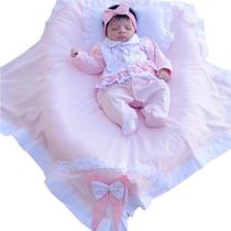 Saída de Maternidade Menina Delicada Estrelinha Rosa 04 Peças