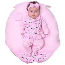 Saída de Maternidade Menina Delicada Pandinha Rosa 04 Peças