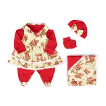 Saída de Maternidade Menina Floral 5 Peças Laura 100% Algodão -Emma Baby