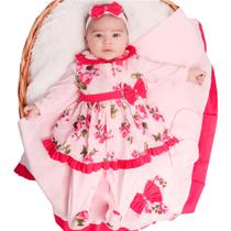 Saída de Maternidade Menina Floral Luxo Linda Pink 05 Peças