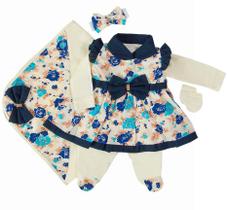 Saída de Maternidade Menina Floral Palha 05 Peças - Elegância Baby