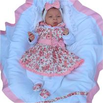 Saída de Maternidade Menina Lindinha Floral Rosa 05 Peças