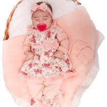 Saída de Maternidade Menina Lindinha Floral Salmão 05 Peças - Sônia Enxovais Saída de Maternidade Menina Lindinha Floral Salmão 05 Peças - Sônia Enxovais