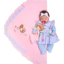 Saída de Maternidade Menina Luxo Laços Sofia Azul 05 Peças