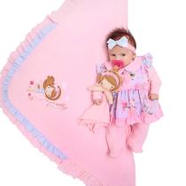 Saída de Maternidade Menina Luxo Laços Sofia Rosa 05 Peças