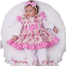 Saída de Maternidade Menina Natalie Luxo Floral Pink 05 Peças