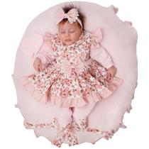 Saída de Maternidade Menina Natalie Luxo Floral Rosê 05 Peças