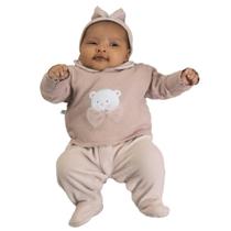 Saída De Maternidade Menina Plush Tricô Laís 4 Pçs Fofinho
