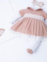 Saída De Maternidade Menina Rose 100% algodão vestido bebe maternidade conjunto luxo delicado renda Saída De Maternidade Menina Rose 100% algodão vestido bebe maternidade conjunto luxo delicado renda