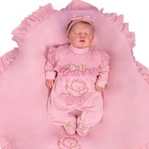 Saída de Maternidade Menina Ursinha Ballet Rosê 03 Peças