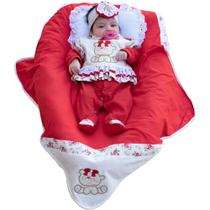 Saída de Maternidade Menina Ursinha Lily Vermelha 04 Peças - zanybaby Saída de Maternidade Menina Ursinha Lily Vermelha 04 Peças - zanybaby