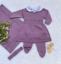 Saída de maternidade menina vestido Gabriela tricot 5 peças