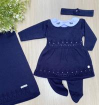 Saída de maternidade menina vestido Gabriela tricot 5 peças