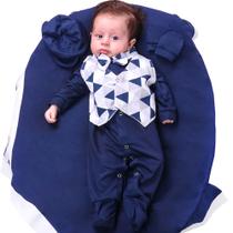 Saída de Maternidade Menino Aconchego Pequeno Baby Marinho 05 Peças P