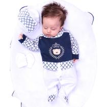 Saída de Maternidade Menino Aconchego Príncipe Urso Branco 4 Peças P