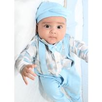 Saída de Maternidade Menino Aconchego Suspensório Miguel Azul 04 Peças P