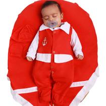 Saída de Maternidade Menino Âncora Marinheiro Vermelho 05 Peças
