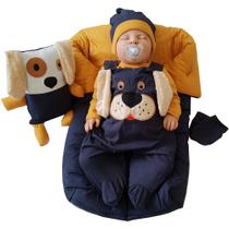 Saída de Maternidade Menino Cachorrinho Marinho com Porta Bebê 06 Peças - Amora Baby Enxovais Saída de Maternidade Menino Cachorrinho Marinho com Porta Bebê 06 Peças - Amora Baby Enxovais