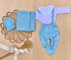 Saída de maternidade menino Carlos Eduardo tricot 4 peças