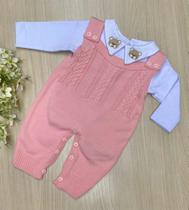 Saída de Maternidade Menino Jardineira Urso Tricot 2 Peças - Dinhos baby