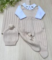 Saída de maternidade menino Joca em tricot 4 peças Saída de maternidade menino Joca em tricot 4 peças