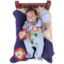 Saída de Maternidade Menino Luxo Animais Safari Azul 05 Peças - Amora Baby Enxovais Saída de Maternidade Menino Luxo Animais Safari Azul 05 Peças - Amora Baby Enxovais