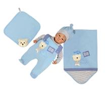 Saída De Maternidade Menino Urso Azul Branco Bordado - Pandora Kids