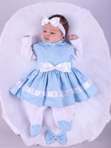 Saida de Maternidade Para Bebe Menina 04 peças Azul Poa Eliza Roupas Para Bebê Vermelho - Pandora Baby Enxovais