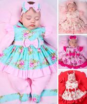 Saida de maternidade para bebê menina floral rosa e verde 100% algodão completo