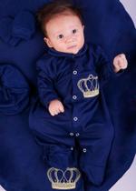 Saida de Maternidade Para Bebe Menino Azul Coroa 04 peças Príncipe - Caio baby 1