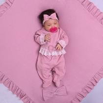Saída de maternidade para menina rose com renda 100% algodão pronta entrega Saída de maternidade para menina rose com renda 100% algodão pronta entrega