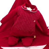 Saída de Maternidade Paraiso Malha Fio 30 Bordado Vermelho Saída de Maternidade Paraiso Malha Fio 30 Bordado Vermelho