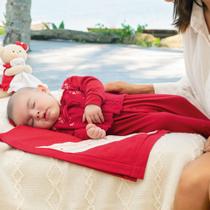 Saída de Maternidade Paraiso Malha Fio 30 e Tricô Vermelho Saída de Maternidade Paraiso Malha Fio 30 e Tricô Vermelho
