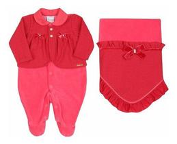 Saida De Maternidade Paraiso Vermelho Bebê Menina Plush 7070