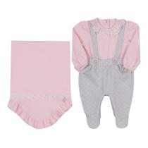 Saída de Maternidade Rosa Com Suspensório Cinza Poá 12271 TAM RN - Paraíso (12162) Saída de Maternidade Rosa Com Suspensório Cinza Poá 12271 TAM RN - Paraíso (12162)