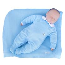 Saída de Maternidade Tamine 3 Peças Tricô Bolotas Azul Bebê - Creações Tamine