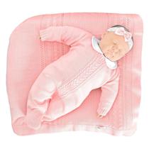 Saída de Maternidade Tamine 3 Peças Tricô Trança Rosa Bebê - Creações Tamine