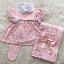 Saída De Maternidade Vestido Com Calça Michelle Rosa