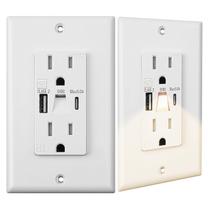 Saída de parede USB A+C, portas 15A com luzes noturnas FOURHARVEST Saída de parede USB A+C, portas 15A com luzes noturnas FOURHARVEST