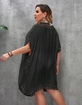 Saída De Praia/banho Plus Size Com Crochê Camisa - BELA CAVALCANTE