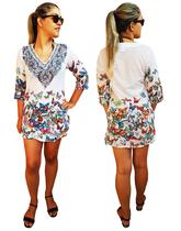 Saída De Praia Bata Blusão Bordada E Estampada Várias Cores