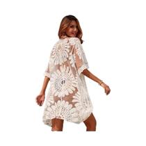 Saída De Praia Branca Em Tela Para Mulheres, Cardigã De Verão Para Maiô, Conjunto De Roupa De Banho