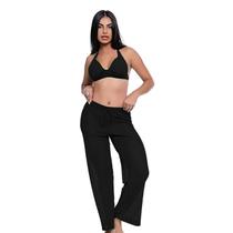 Saída De Praia Calça Crochê Tela Vazado Estilo Verão Leve