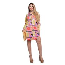 Saída De Praia Camisa Com Botões De Madeira Manga Longa