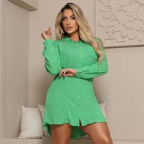 Saída de praia camisão feminino chemise manga longa