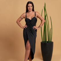 Saída De Praia Canelado Vestido Envelope Canga Várias Amarrações Feminino Modelador Leve Piscina Férias